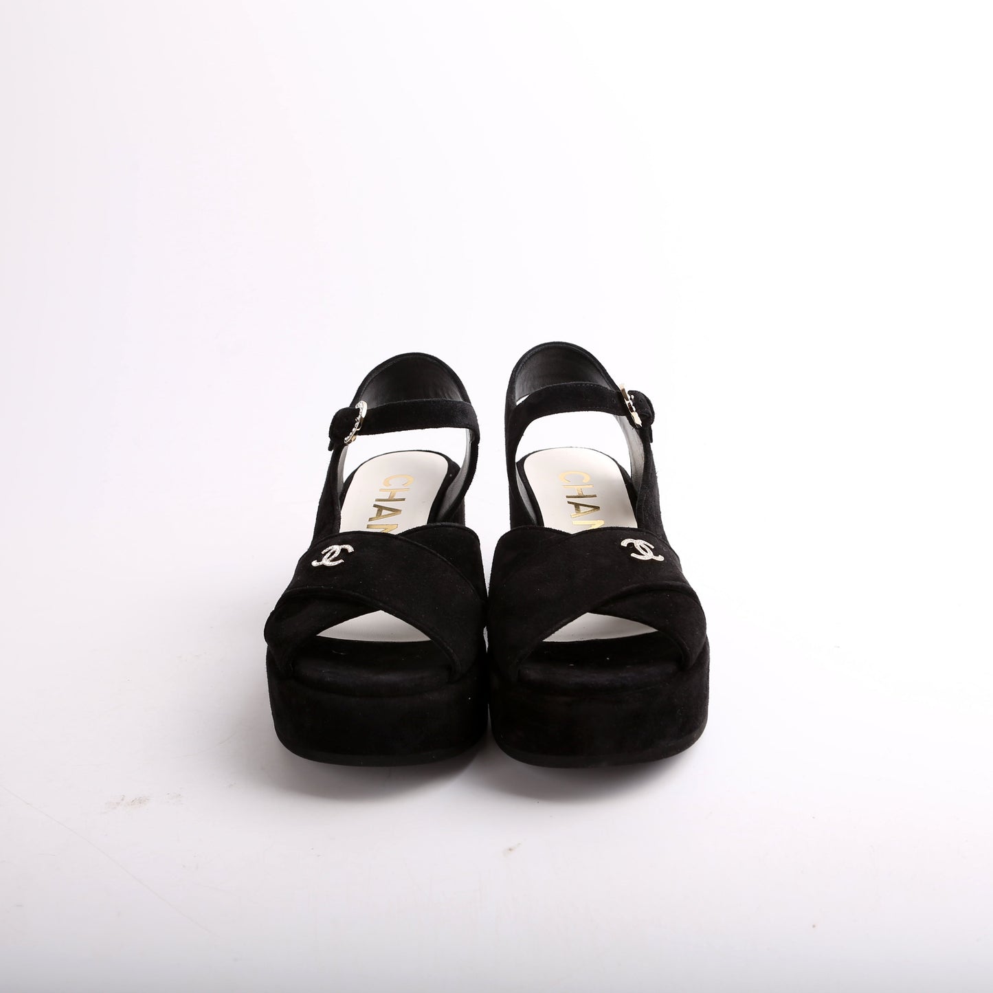 Suede CC Platform Sandals Size 38