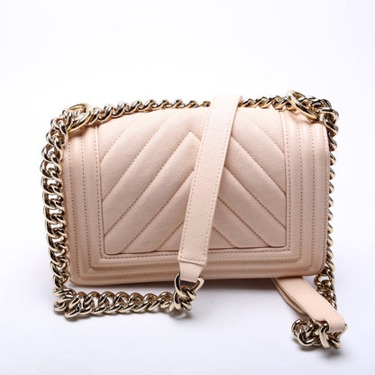 Boy Flap Small Chevron Caviar 30M Pink