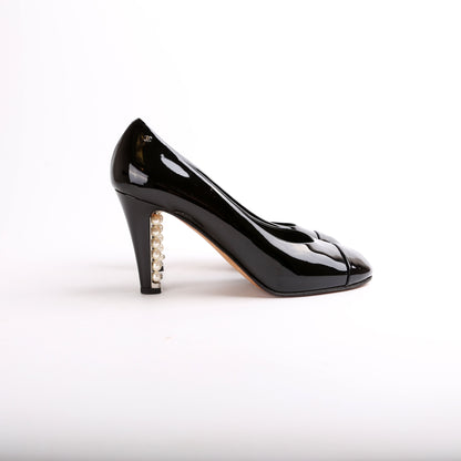 Patent Leather & Pearl Heels Size 40