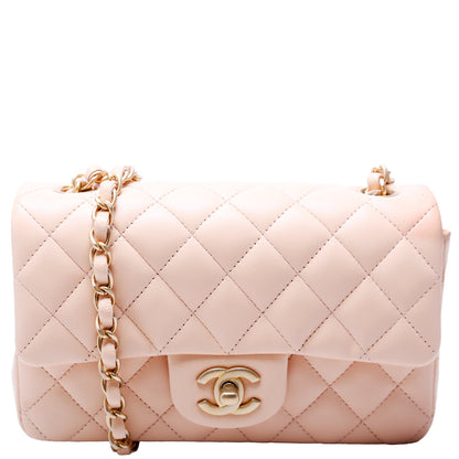 Classic Flap Mini Rectangle Lambskin 27M Nude