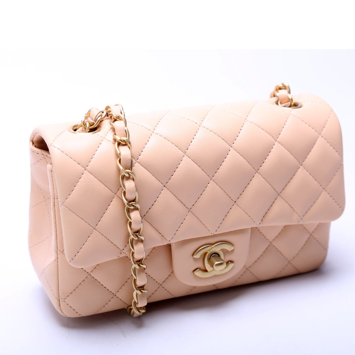 Classic Flap Mini Rectangle Lambskin 27M Nude