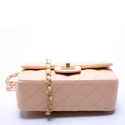 Classic Flap Mini Rectangle Lambskin 27M Nude