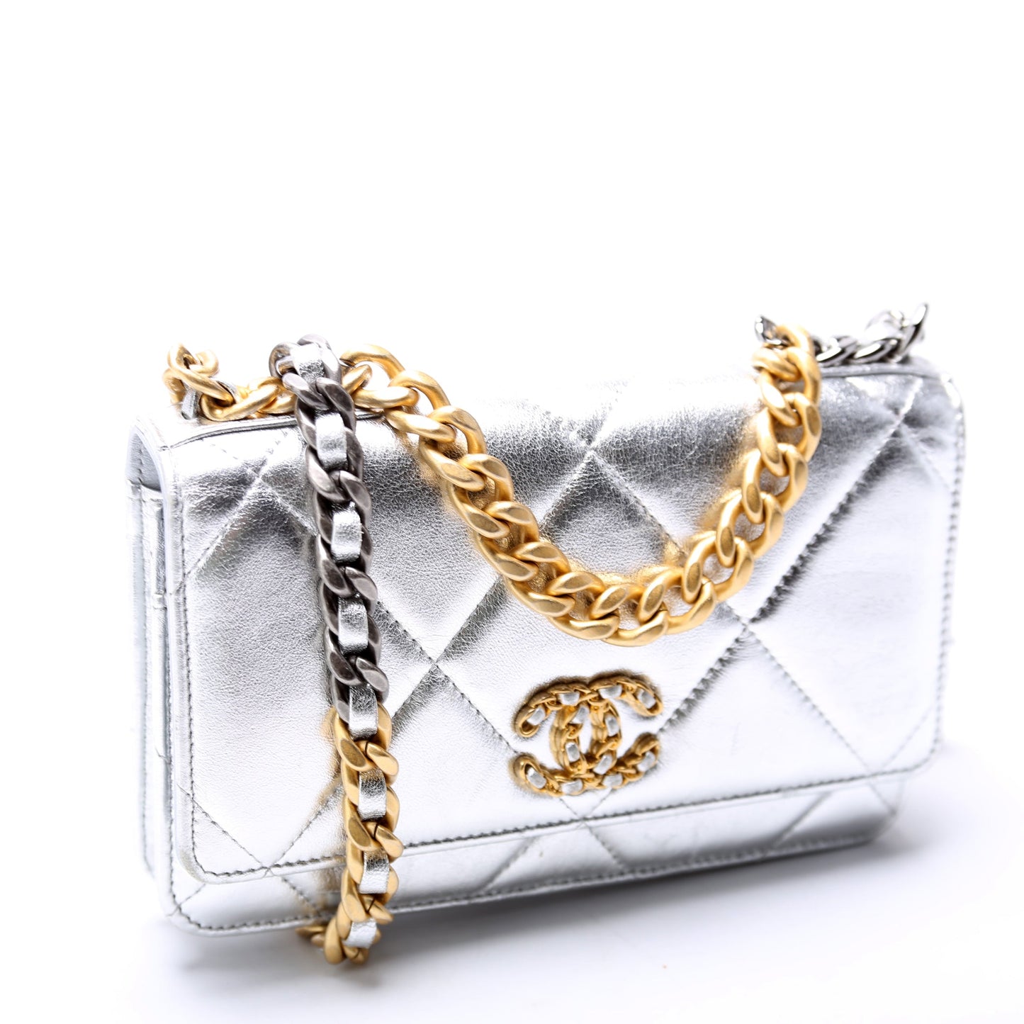 Chanel 19 WOC Quilted Lambskin RFID Silver
