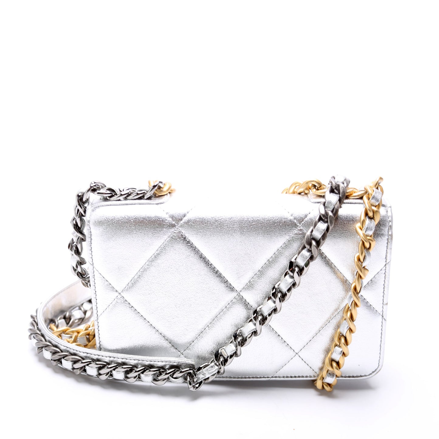 Chanel 19 WOC Quilted Lambskin RFID Silver