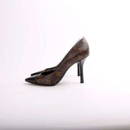 Cherie Patent Cap Toe Pumps Monogram Size 36