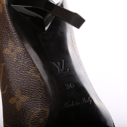 Cherie Patent Cap Toe Pumps Monogram Size 36