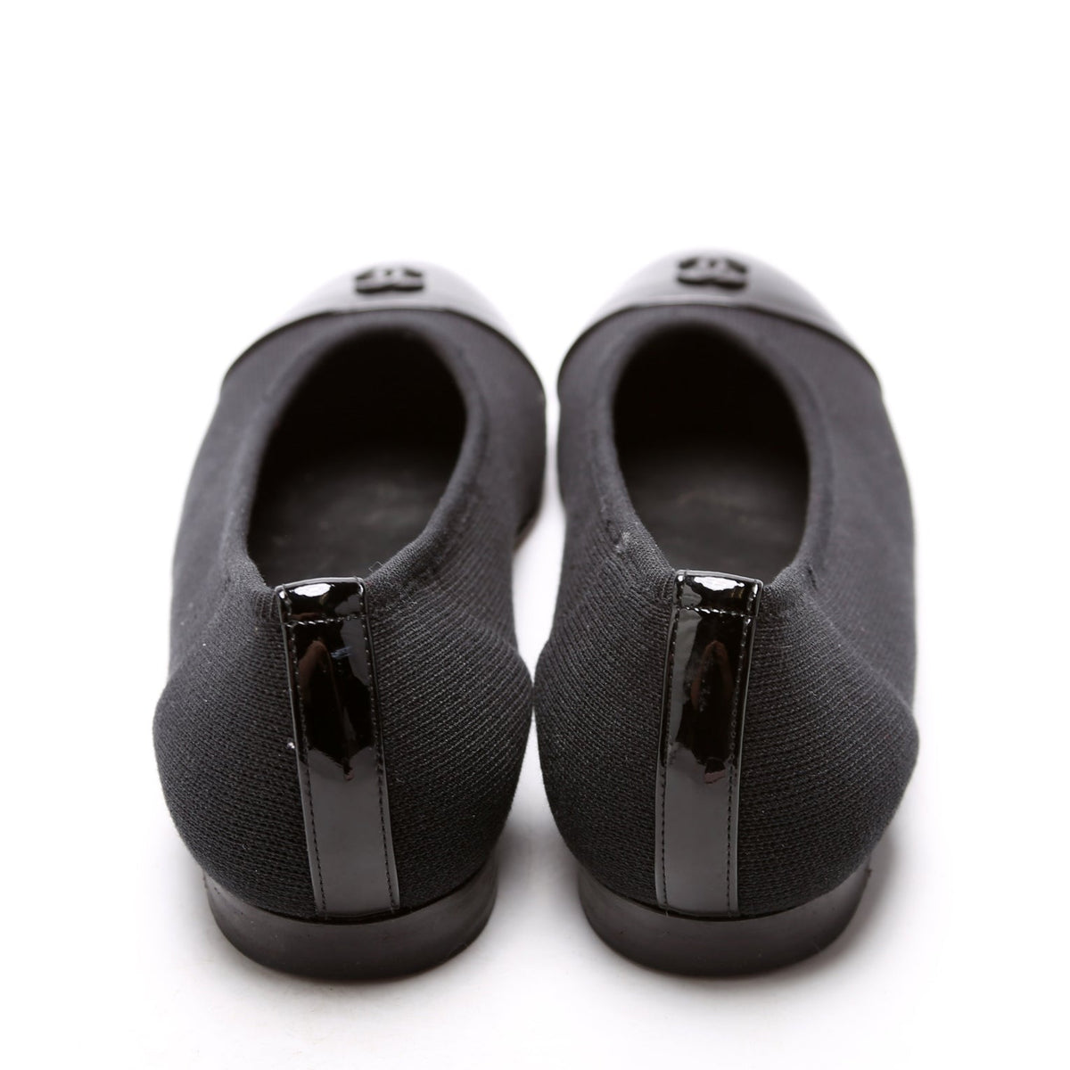 Chanel CC Ballet Patent/Knit Flats Size 39 Black
