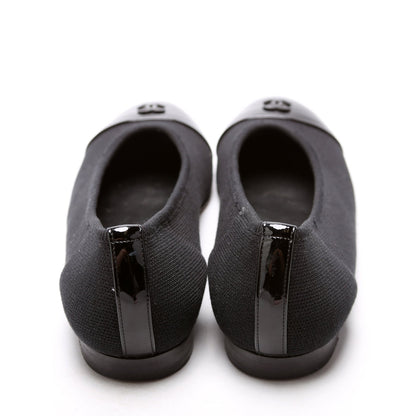 Chanel CC Ballet Patent/Knit Flats Size 39 Black