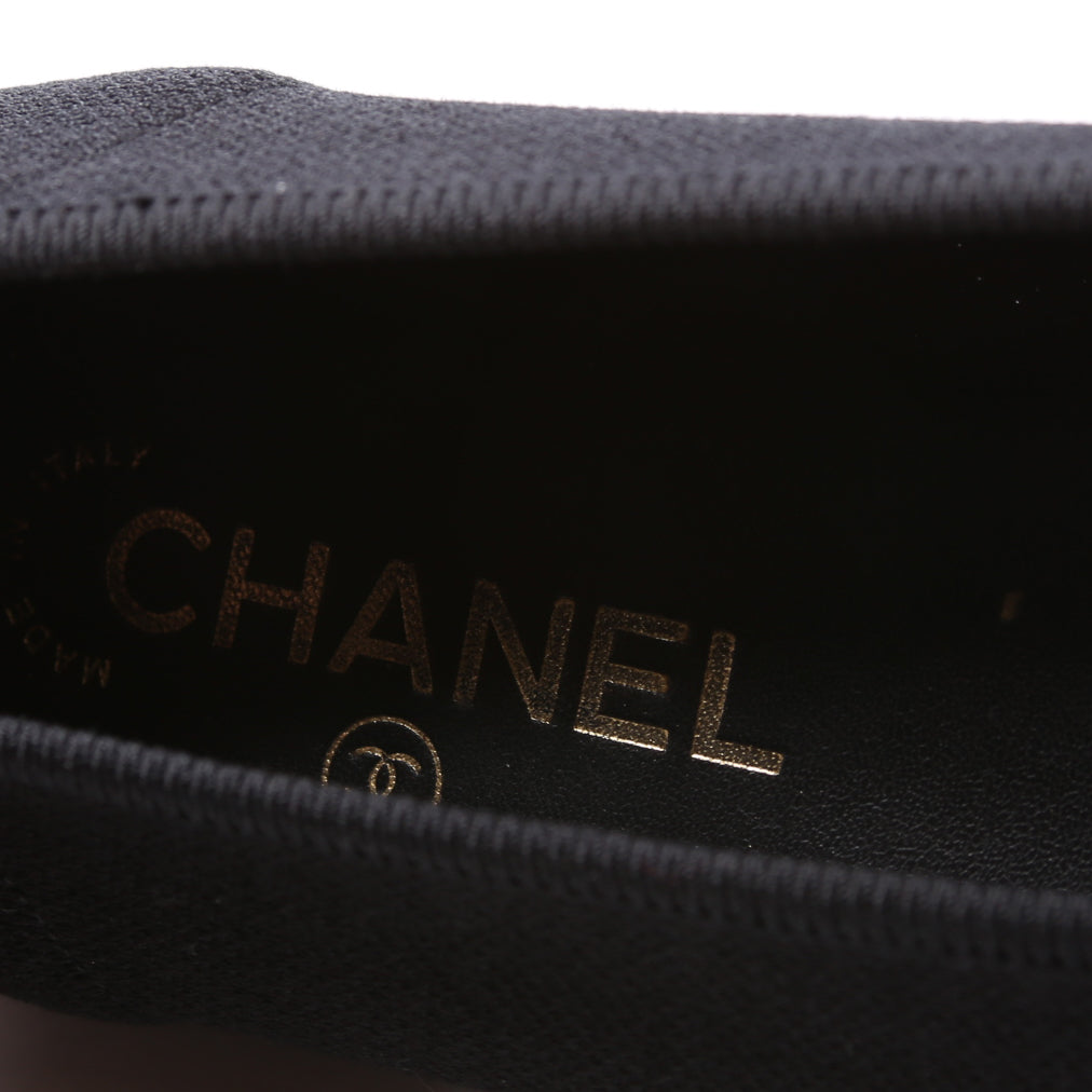 Chanel CC Ballet Patent/Knit Flats Size 39 Black