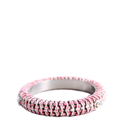 Chanel CC Tweed Bangle Thin Bracelet Size Small