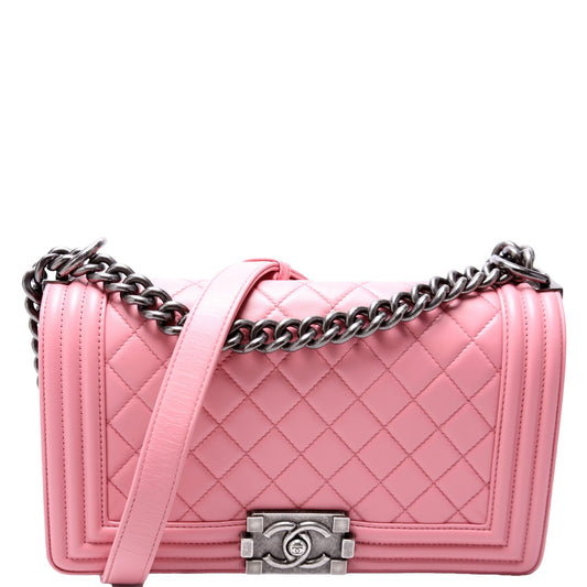 Chanel Boy Flap Medium Old Lambskin 15-20M Pink