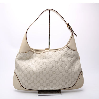 145778 Guccissima Leather Punch Hobo Cream