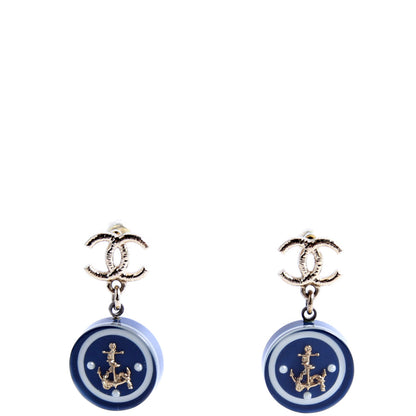 Chanel CC Sailing Drop Earrings Navy/Gold