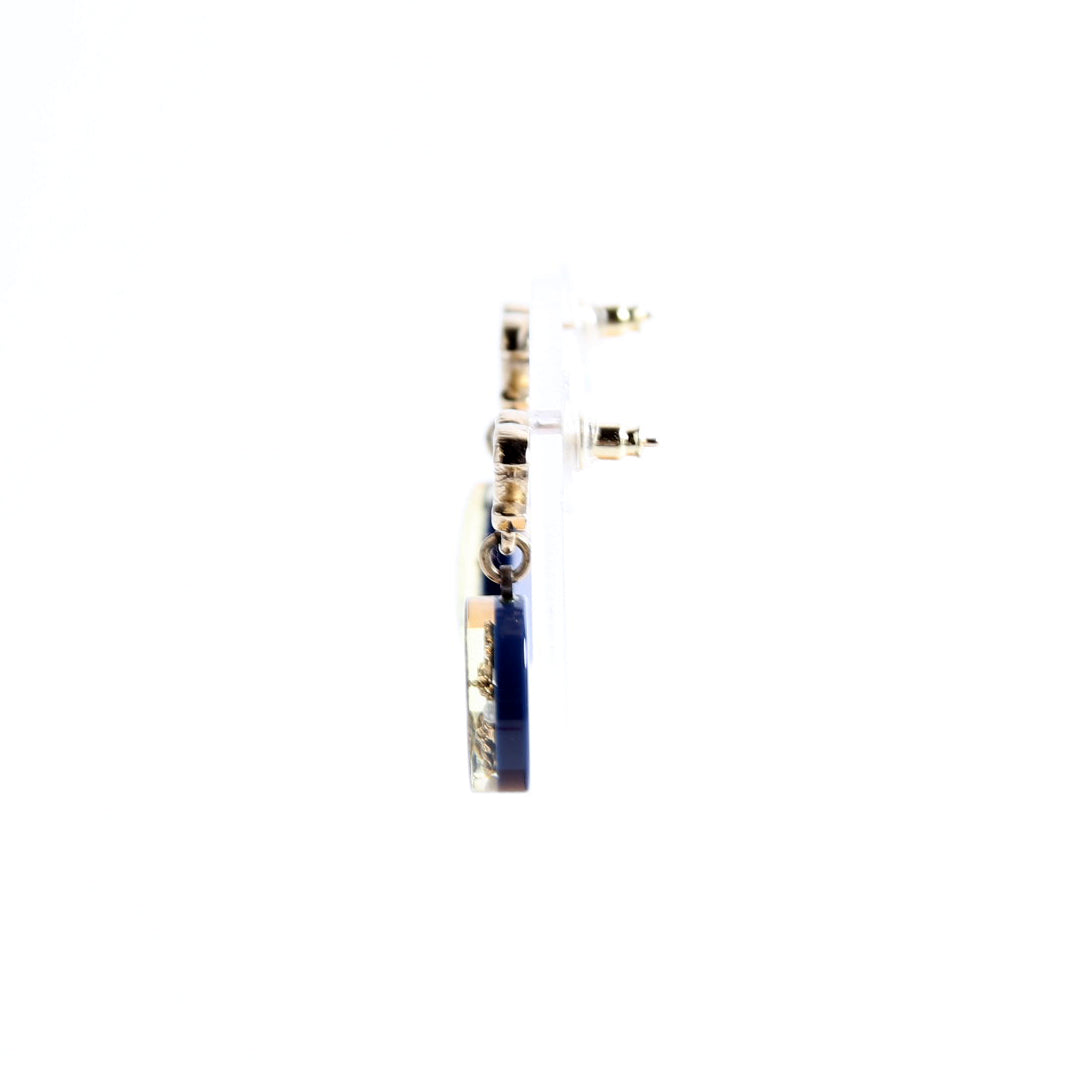 Chanel CC Sailing Drop Earrings Navy/Gold