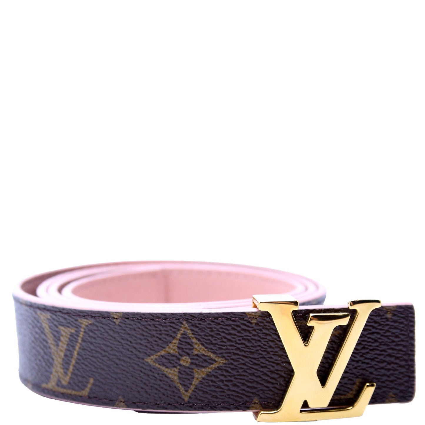 LV Initiales 40MM Reversible Leather/Monogram Belt Size 85/34 Pink