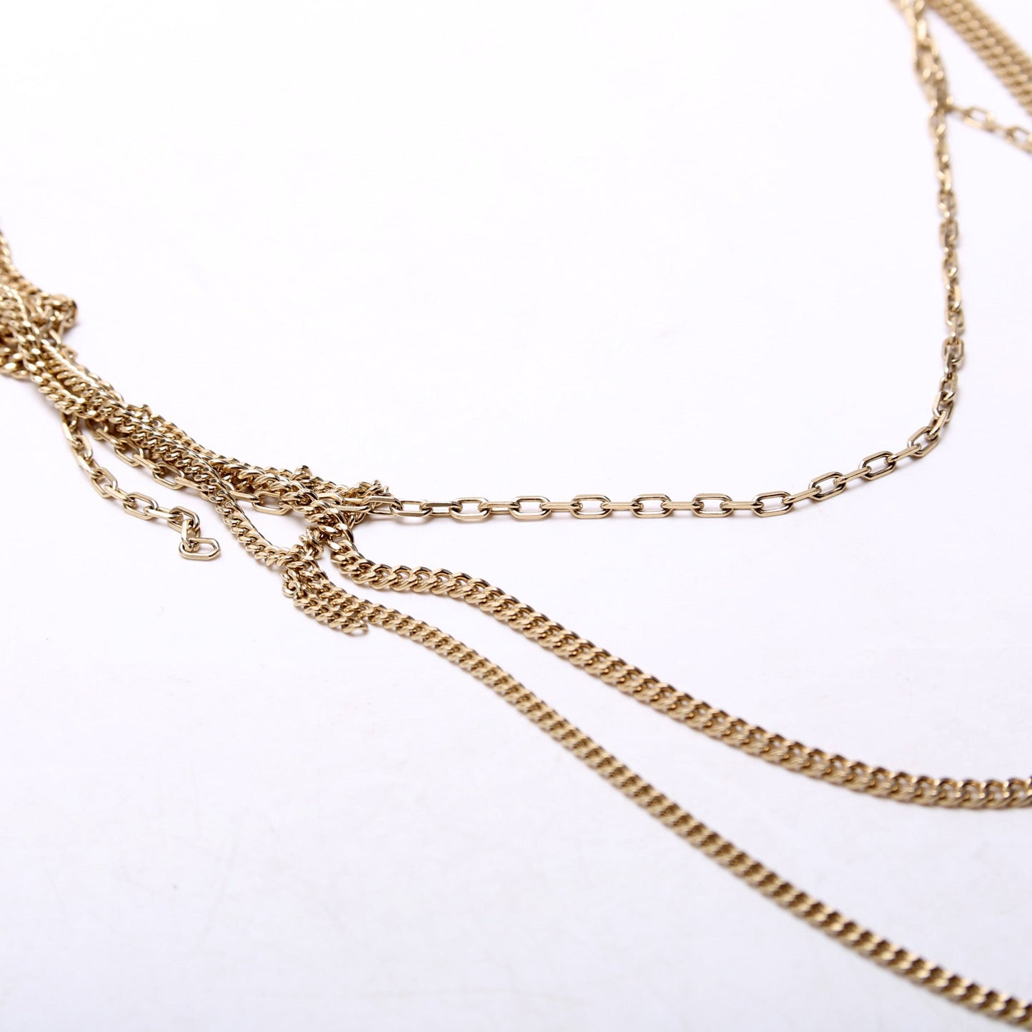 Chanel Crystal CC Mutli Chain Long Necklace Gold