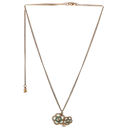Chanel Coco Camelia Necklace Gold/Teal