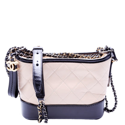 Chanel Gabrielle Hobo Small Calfskin 25M Beige/Black