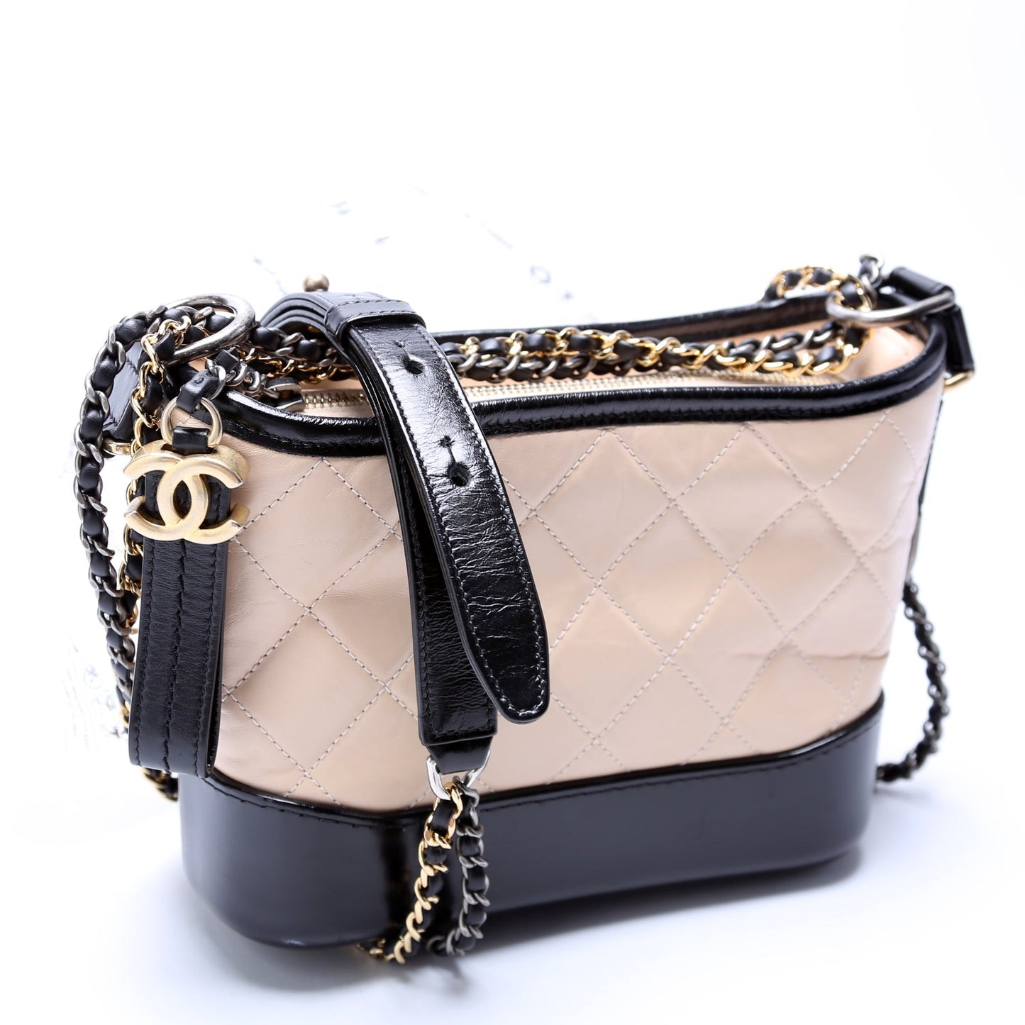 Chanel Gabrielle Hobo Small Calfskin 25M Beige/Black