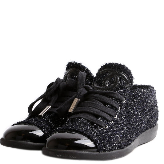 Chanel Tweed/Patent Cap Toe Trainers Size 35.5