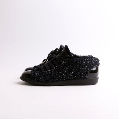 Chanel Tweed/Patent Cap Toe Trainers Size 35.5