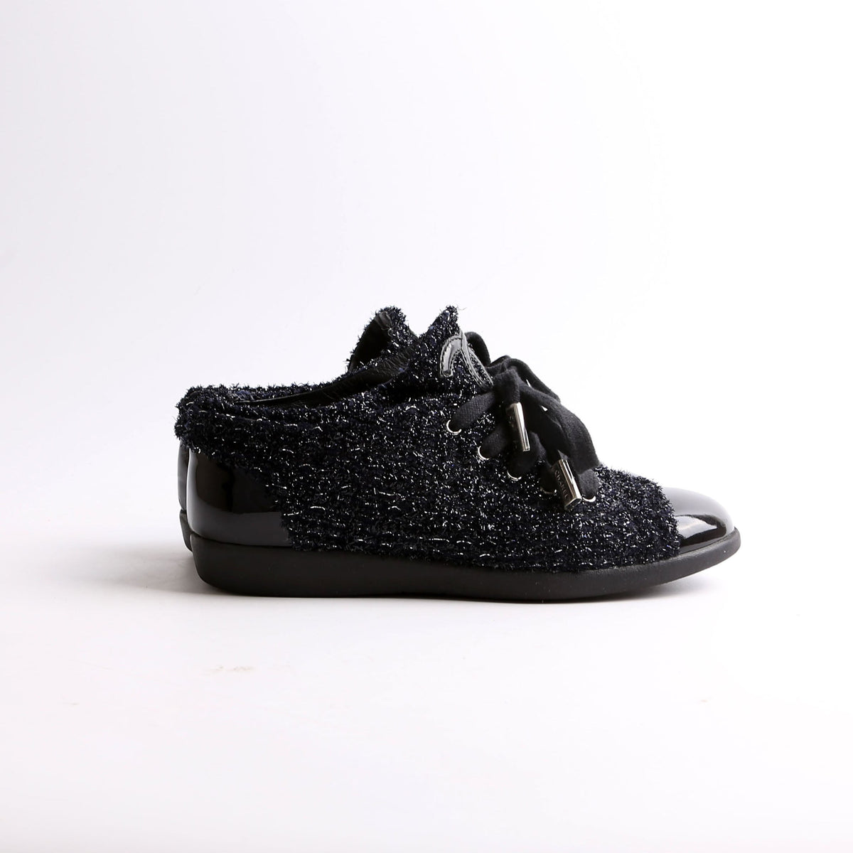 Chanel Tweed/Patent Cap Toe Trainers Size 35.5