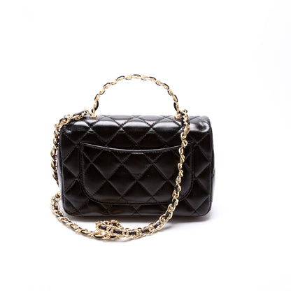 Chanel Rectangular Mini Top Handle RFID Black