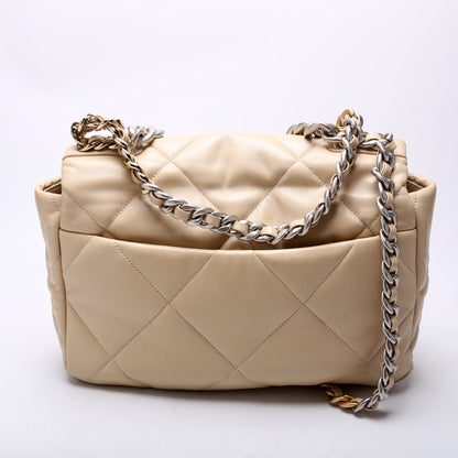 Chanel Quilted Goatskin 19 Large 32+M Beige