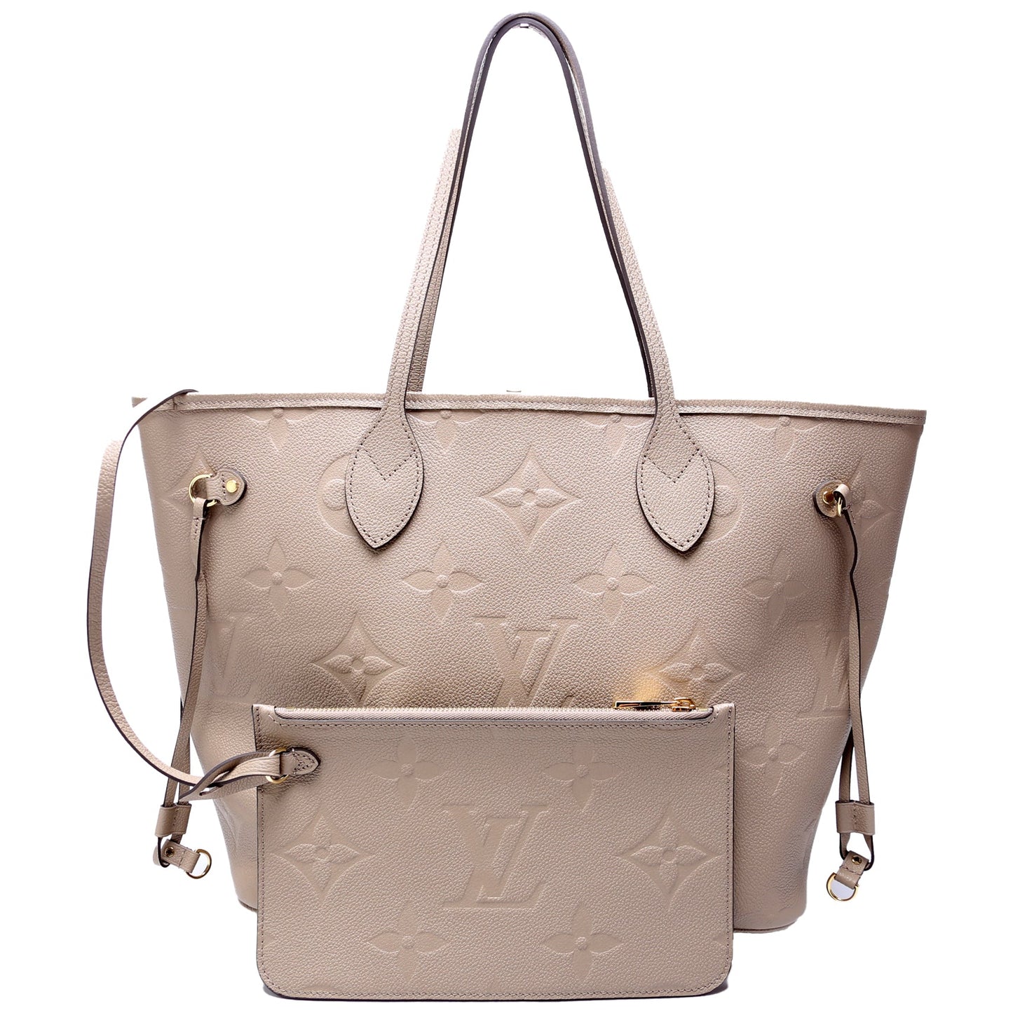 Louis-Vuitton Neverfull with Wallet MM Empreinte Turtledove