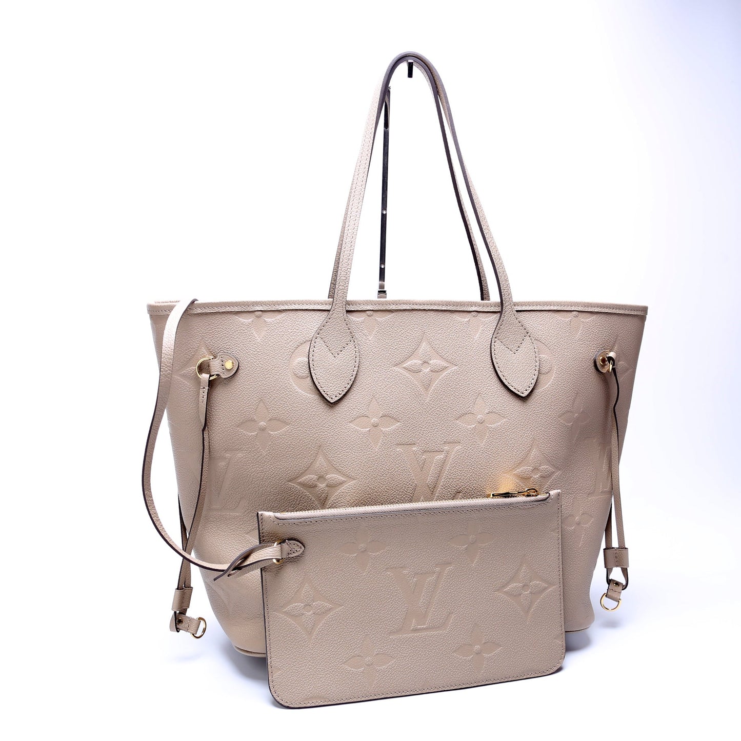 Louis-Vuitton Neverfull with Wallet MM Empreinte Turtledove