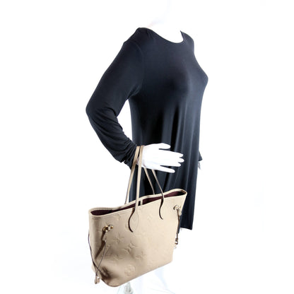 Louis-Vuitton Neverfull with Wallet MM Empreinte Turtledove