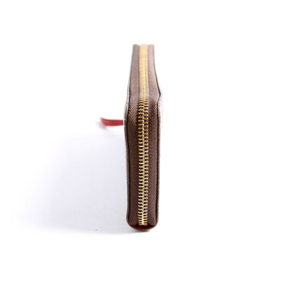 Louis-Vuitton Clemence Wallet Damier Ebene Red