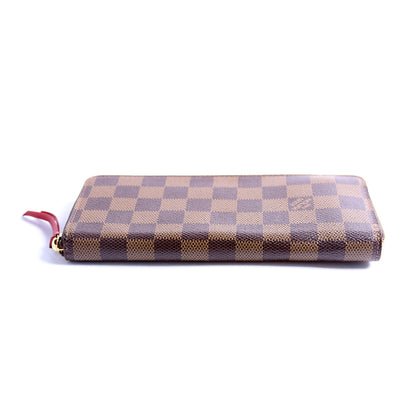 Louis-Vuitton Clemence Wallet Damier Ebene Red