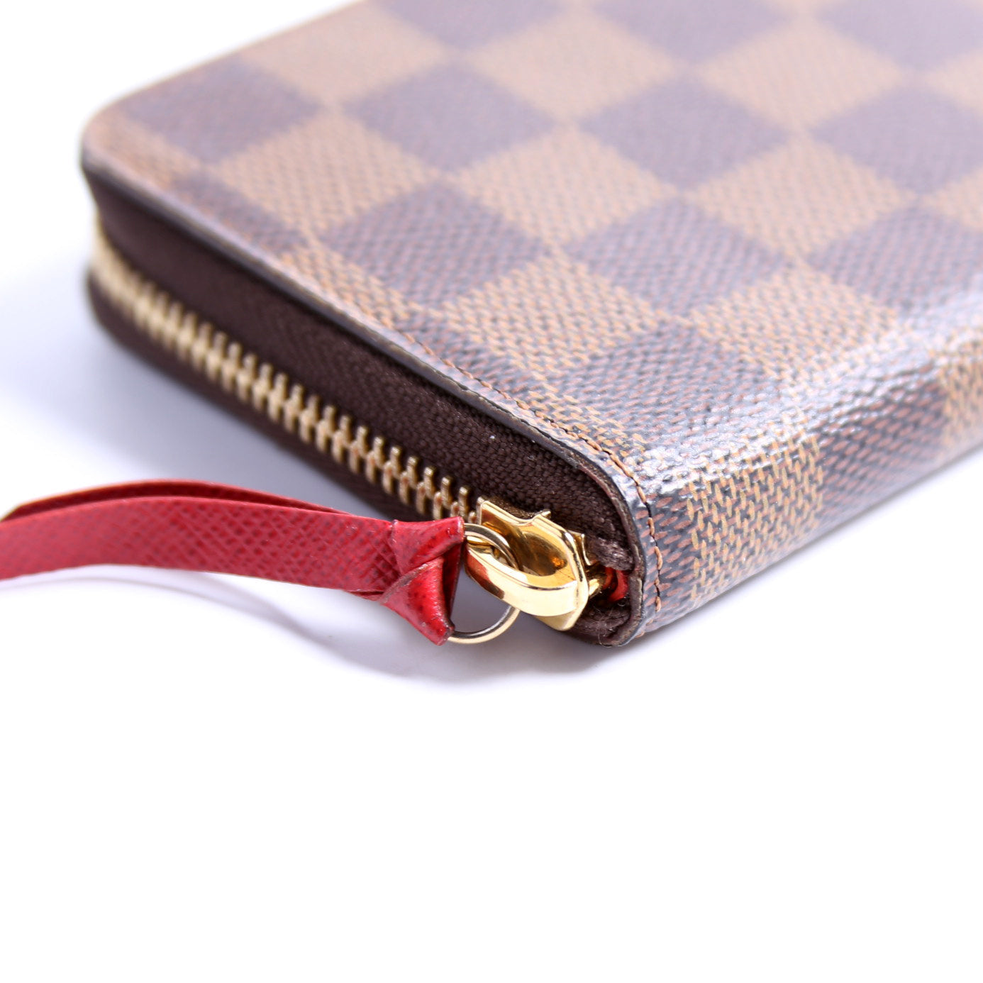Louis-Vuitton Clemence Wallet Damier Ebene Red