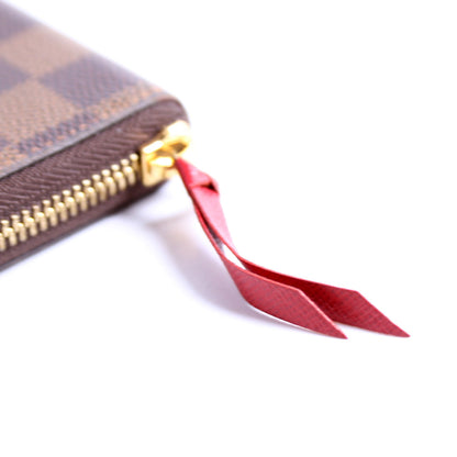 Louis-Vuitton Clemence Wallet Damier Ebene Red