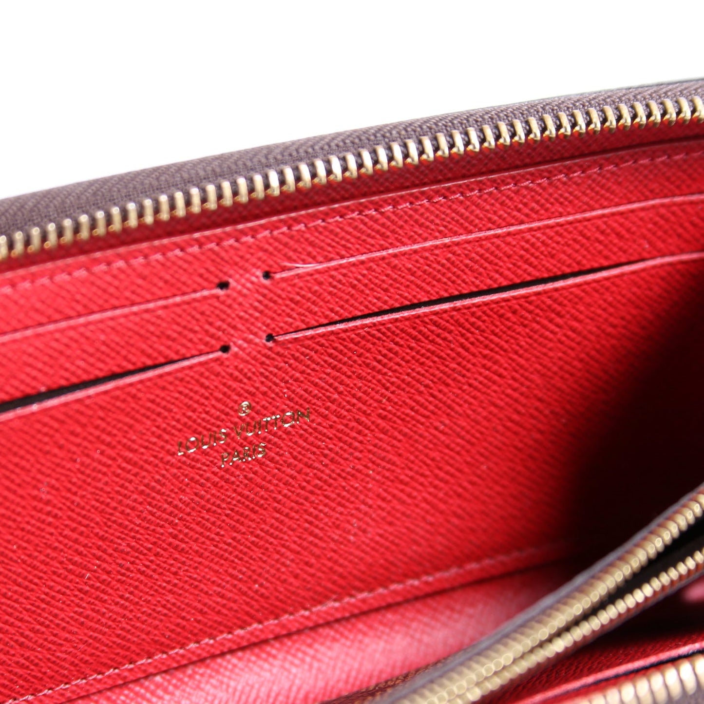 Louis-Vuitton Clemence Wallet Damier Ebene Red