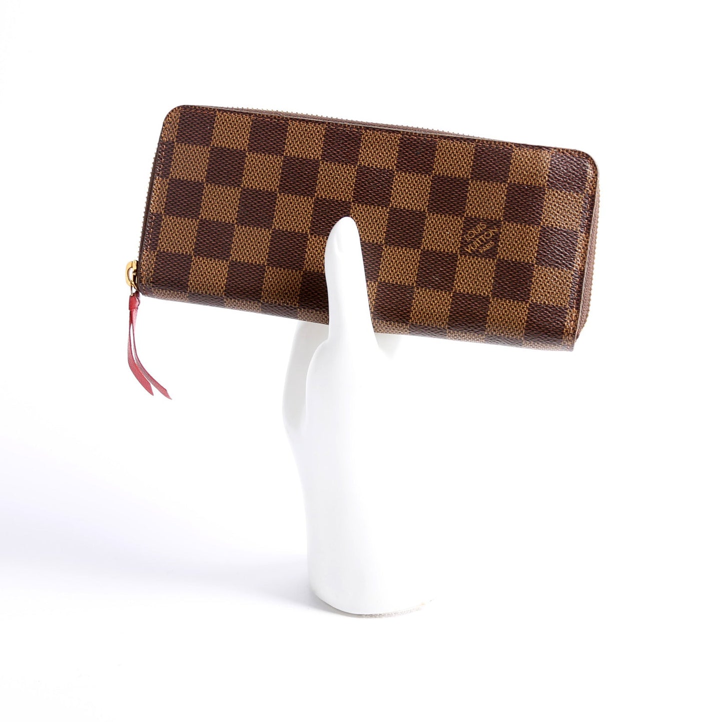 Louis-Vuitton Clemence Wallet Damier Ebene Red