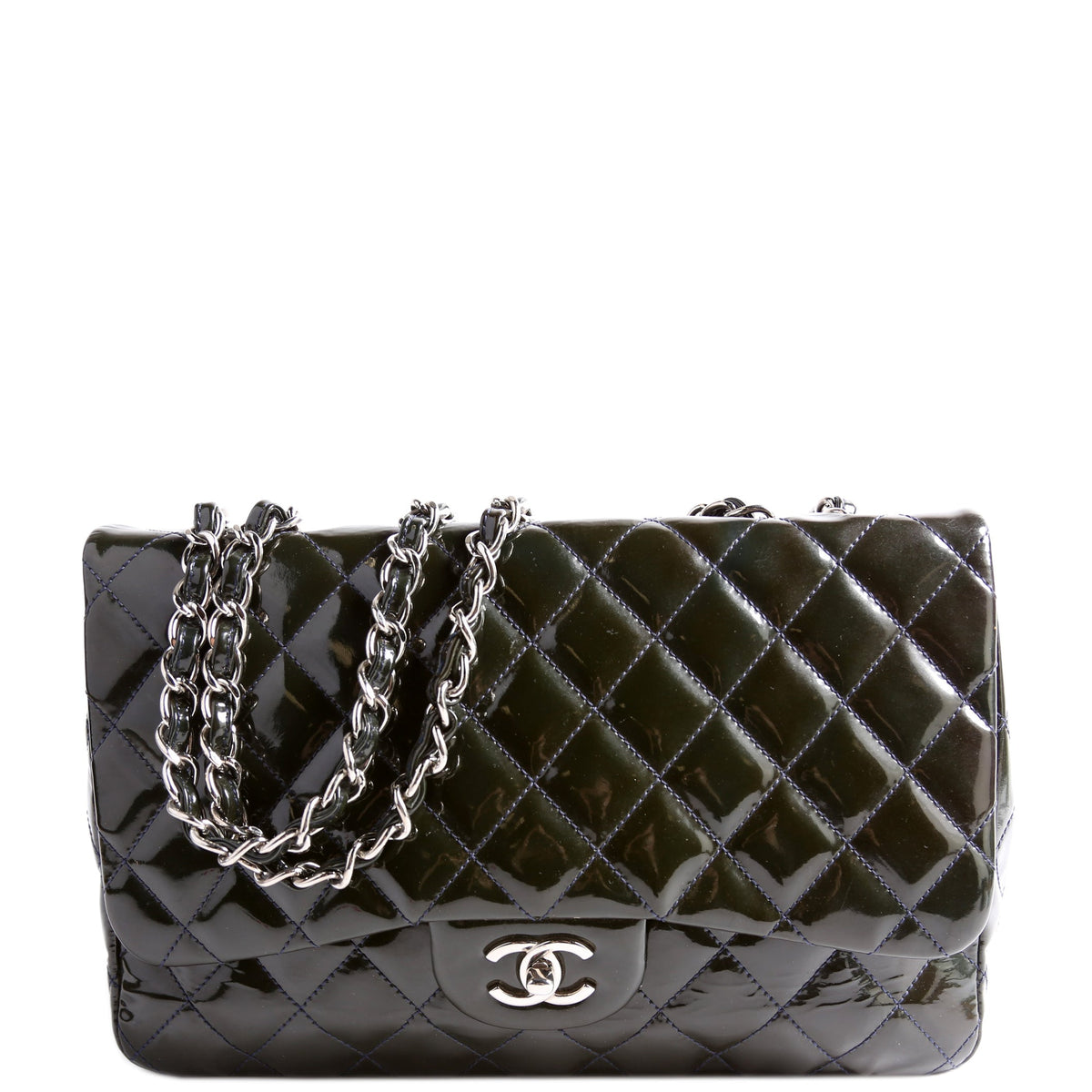 Chanel Classic Flap Jumbo Patent 13M Green