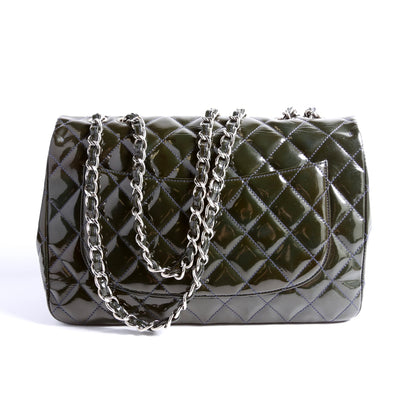 Chanel Classic Flap Jumbo Patent 13M Green