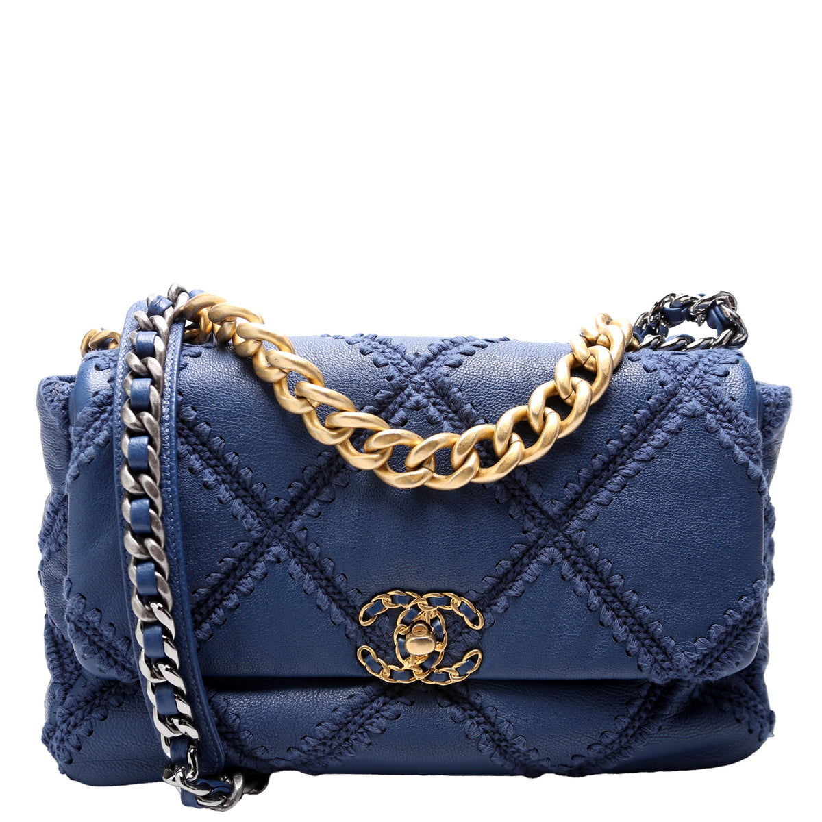 Chanel 19 Large Flap Crocheted Calfskin 30M