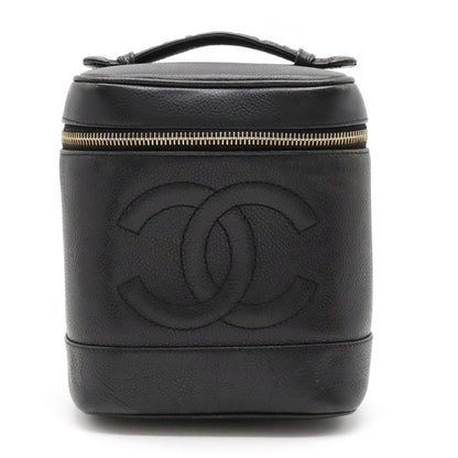 CHANEL CHANEL Caviar S Cocomark Vanity Bag Handbag Cosmetic Bag Cosmetic Leather Black Gold  A01998