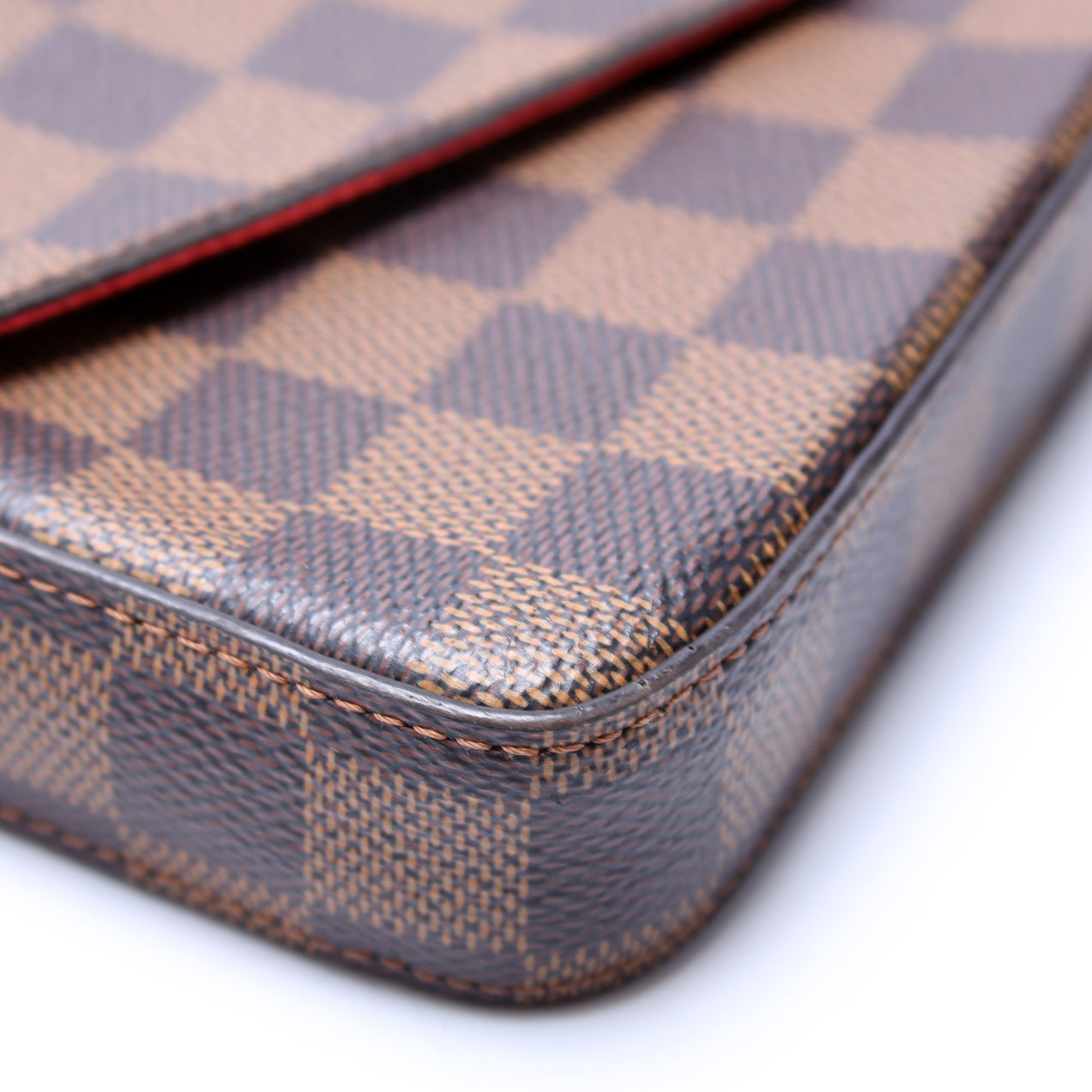 Louis-Vuitton Pochette Felicie Damier Ebene Red