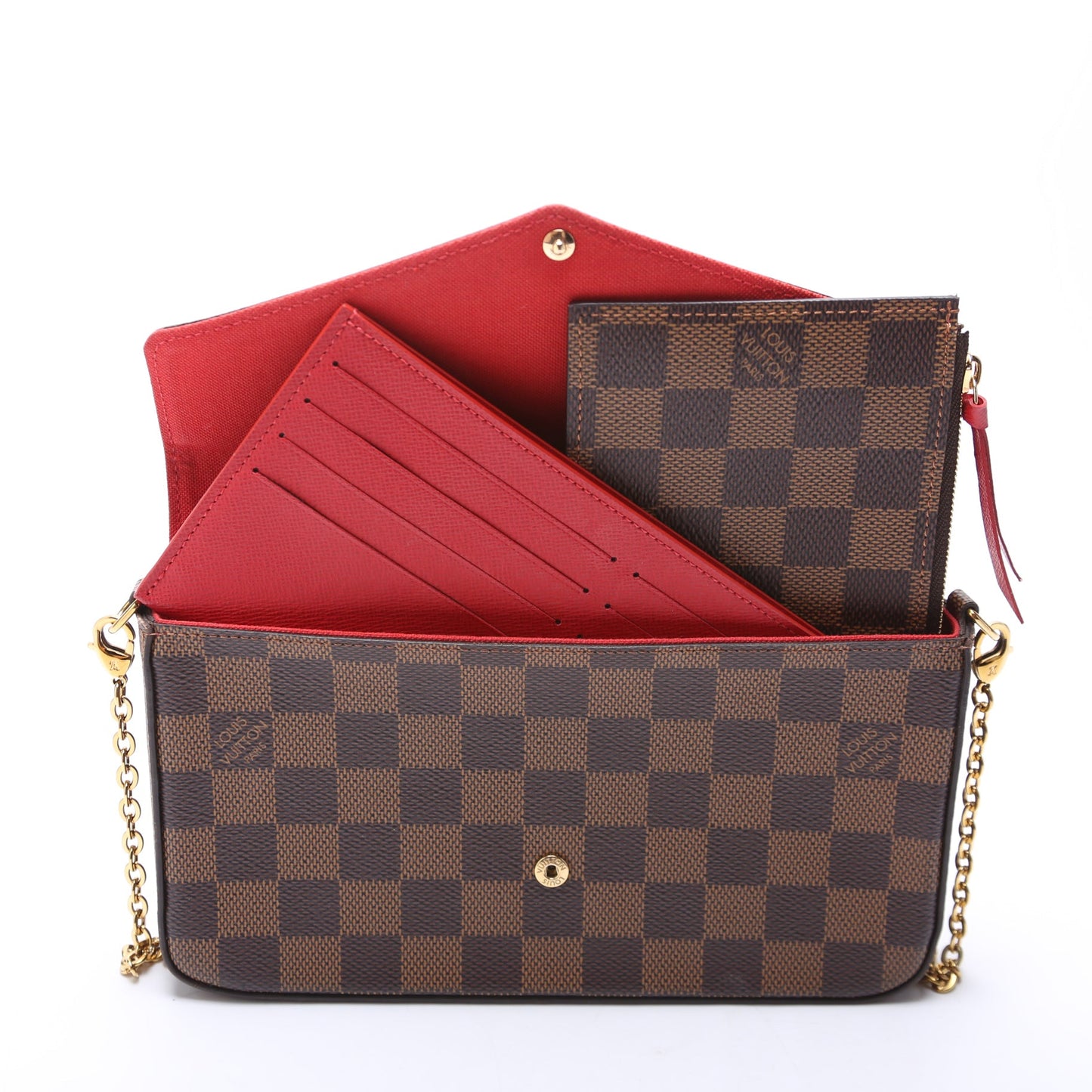 Louis-Vuitton Pochette Felicie Damier Ebene Red