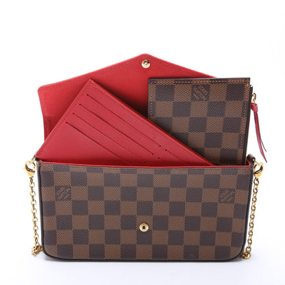 Louis-Vuitton Pochette Felicie Damier Ebene Red