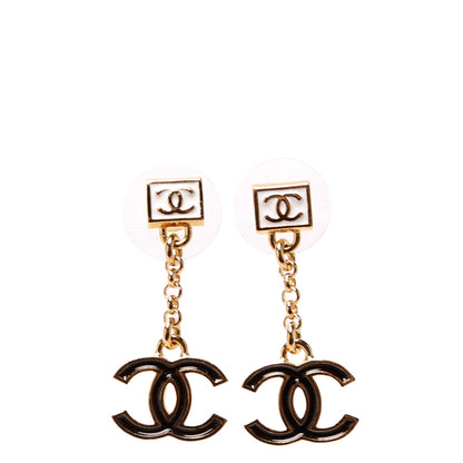 Chanel Square CC Drop Earrings Gold/Multicolor