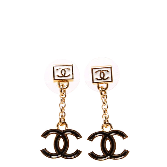 Chanel Square CC Drop Earrings Gold/Multicolor