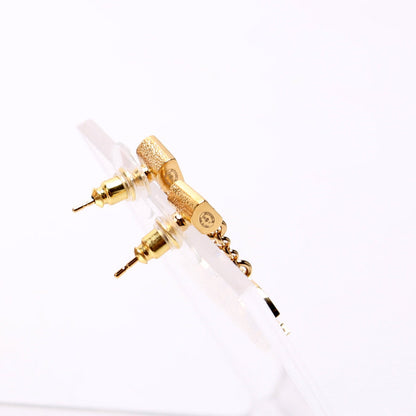 Chanel Square CC Drop Earrings Gold/Multicolor