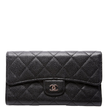 Chanel Classic Flap Wallet Long Caviar Black