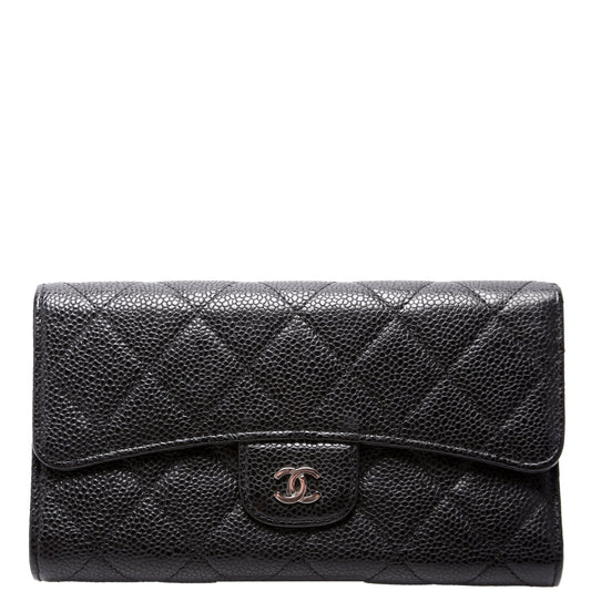 Chanel Classic Flap Wallet Long Caviar Black