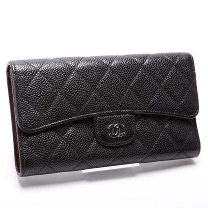 Chanel Classic Flap Wallet Long Caviar Black